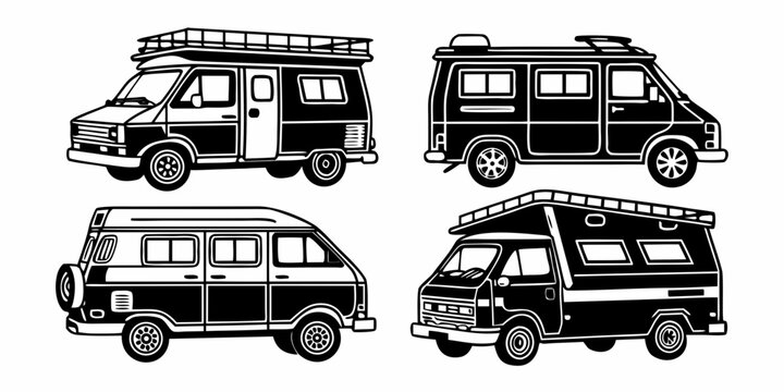Vintage camper vans and motorhomes: a nostalgic journey through time Vector