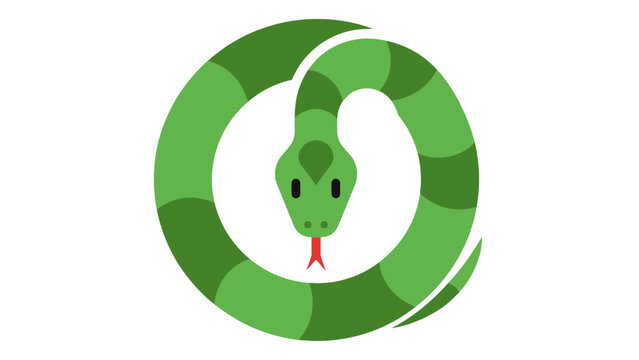 Green Snake coiled in a circle, stylized illustration, python logo concept