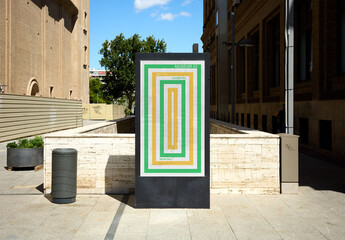 Mockup Of Customizable Vertical Sign In City