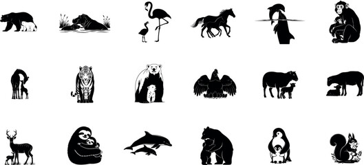Fototapeta premium Collection of various animals illustrated with transparent background for creative use