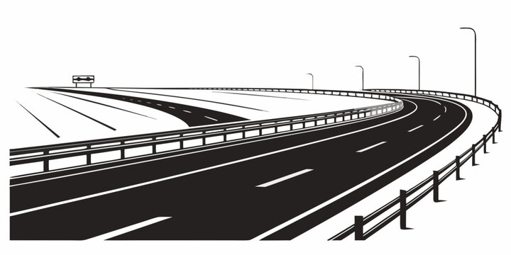 A detailed diagram of a complex highway interchange with multiple lanes and ramps. Vector