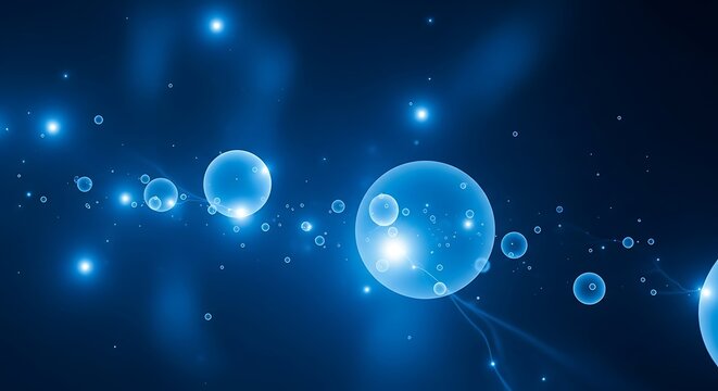 Glowing Blue Orbs in Dark Space.