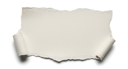 Obraz premium Torn Vintage Paper Scroll Isolated on White