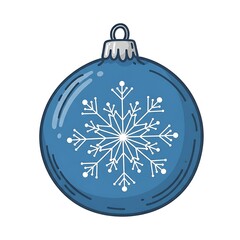 Fototapeta premium Blue Christmas Ornament with Snowflake Design.