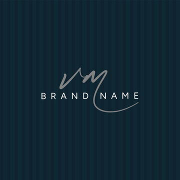 VM Initial Logo in Signature Style for Photography and Fashion Business - Hand Drawn Signature Logo Vector