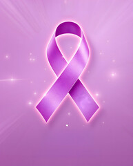 Elegant Purple Ribbon Symbolizing Awareness and Support on a Soft Background.