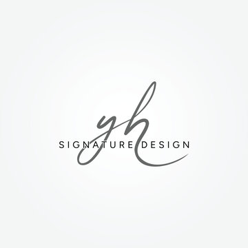 YH Signature Logo - Handwritten Vector Logo Template for YH Alphabet