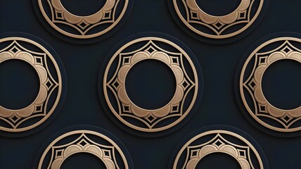 Luxury gold circular tiling pattern &ndash; Suitable for elegant packaging.