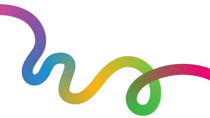 A vibrant flowing ribbon of rainbow colors curves across a stark black background creating a visually striking abstract design high-quality © Pranto475