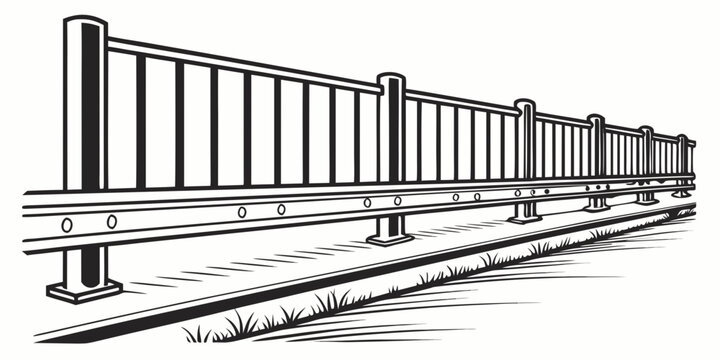 A detailed illustration of a long train with multiple carriages on railroad tracks Vector