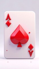 Obraz premium Red, stylized Ace of Spades playing card with a glossy finish isolated on white