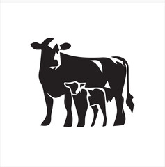 Angus Cow and Calf Vector Image