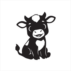  Cute Cartoon Cow on Grass Vector Image