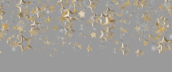 Festive gold stars and glittering snowflakes create an elegant backdrop for holiday greetings and j © vegefox.com