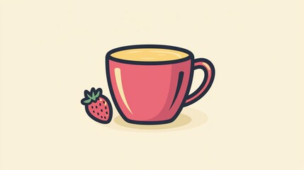 Obraz premium Red Cup of Tea with Strawberry