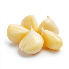 Fresh Raw Garlic Cloves on White Background Symbolizing Health and Cuisine Ingredients in Cooking