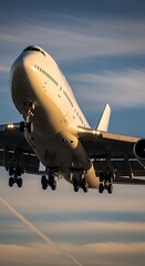 Large Passenger Airplane Taking Off from Runway.