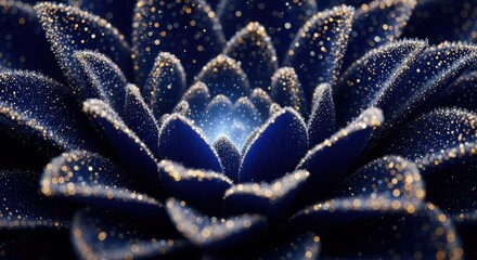 Stunning dark blue succulent with sparkling golden details