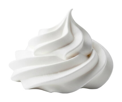 Close-up of whipped cream topping in indoor kitchen photography isolated on transparent background