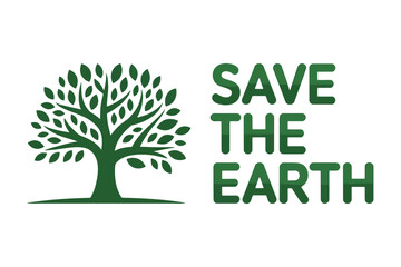Obraz premium Save The Earth Green Tree Graphic Design
