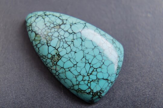 Turquoise cabochon texture, robin's egg blue with natural black spiderweb matrix pattern