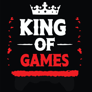 King of Games Gaming T-Shirt Design with a Crown and Controller