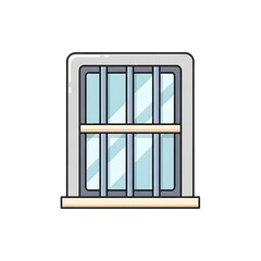 Vector illustration of a barred window with metal bars. Security and imprisonment concept icon