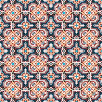 Thai Geometric Floral Textile Pattern Suitable for Fabric Printing Home Decor Wallpaper and Cultural Design Projects