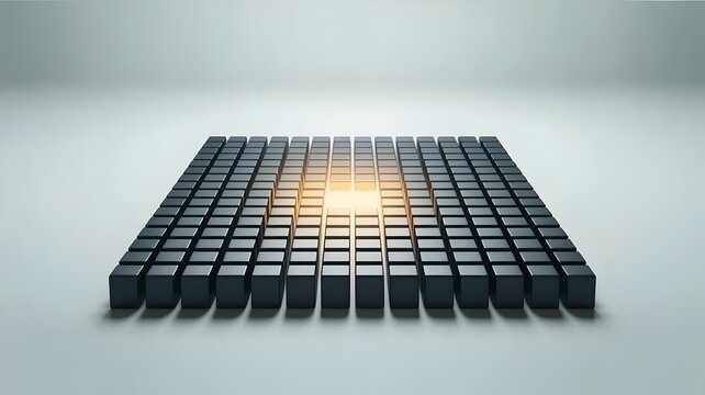 Elevated central square in gray grid &ndash; Suitable for structured leadership, organizational harmony, or professional stability.