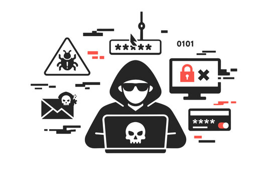Vector modern style minimal clean elements icon hacker attack no concept minimalized