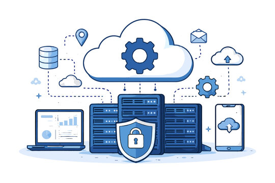 Simple clean cloud generation image vector gradients background computing modern icon tech