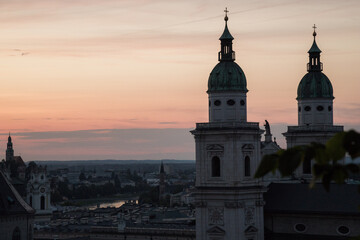 Salzburg City Panorama at Sunset &ndash; Stunning Austrian Skyline View