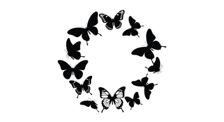 A circular arrangement of butterflies creates an elegant design silhouette © Taylor
