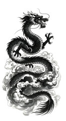 Majestic Chinese Dragon Ascending Through Clouds - A Symbol of Power.