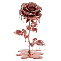 Rose Gold Drip - A Luxurious Floral Sculpture on White.