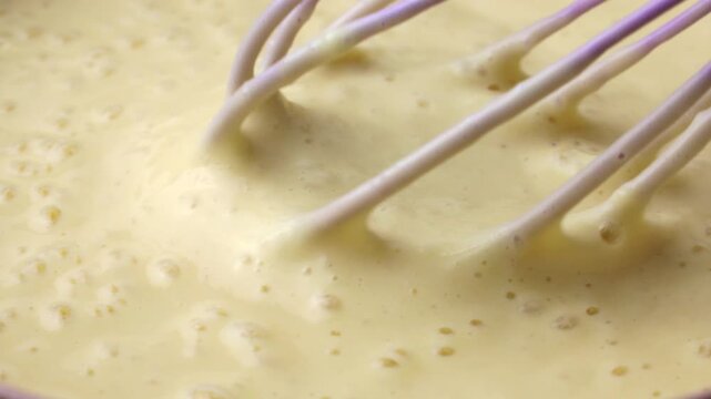 Active and bubbly sourdough starter batter for pancake mixing close up