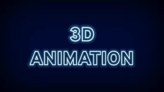 Neon style 3D Animation text glowing sign for three-dimensional modeling cinema visual effects and modern digital entertainment industry graphics