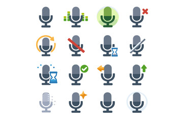 Icon mic image vector started failed final restored completed state generation cancelled