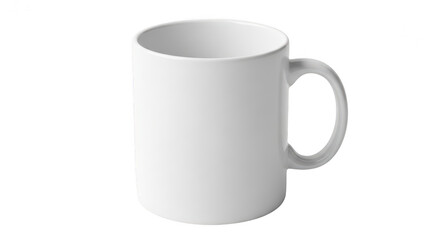 Fototapeta premium White ceramic mug with handle isolated on transparent background