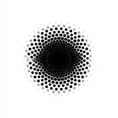 Abstract Circular Pattern with Gradient Dots Creating a Hypnotic Visual Effect on a White Background