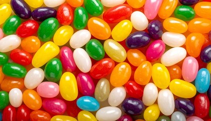 Vibrant Assortment of Colorful Jelly Beans Candy Background