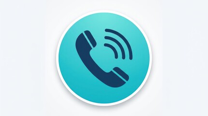 Obraz premium Blue Circle Phone Icon with Signal Waves.