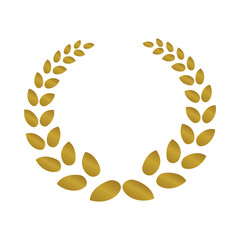 Gold laurel crown PNG icon with circular branch design isolated on transparent background for...