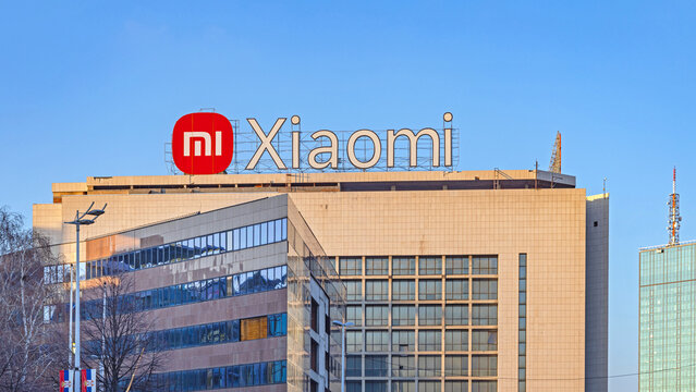 Technology Office Building Mi Xiaomi in New Belgrade Serbia Sunny Day Close up