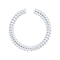 Obraz premium Silver laurel wreath vector PNG with round foliate frame isolated on transparent background perfect for recognition, award ceremony, and champion designs