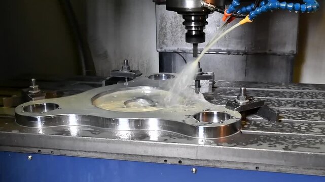 Milling with coolant. Using cutting fluid for metal milling. Material cooling systems.