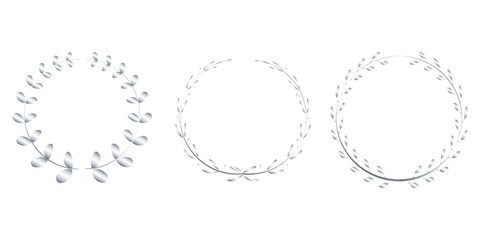 Obraz premium Silver winner wreath PNG with round laurel leaves and floral icon isolated on transparent background for recognition, award ceremony, and trophy design