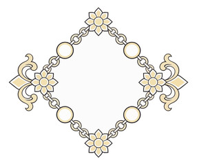 Obraz premium Elegant decorative diamond frame ornament with floral and chain elements