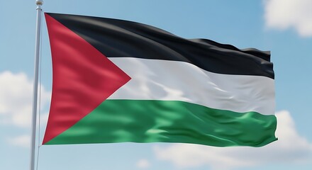 Obraz premium Palestinian Flag Waving in the Wind.
