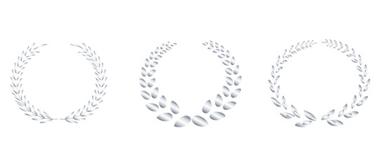 Obraz premium Silver award wreath PNG with circular laurel foliate emblem isolated on transparent background perfect for achievement, victory, recognition and heraldry designs